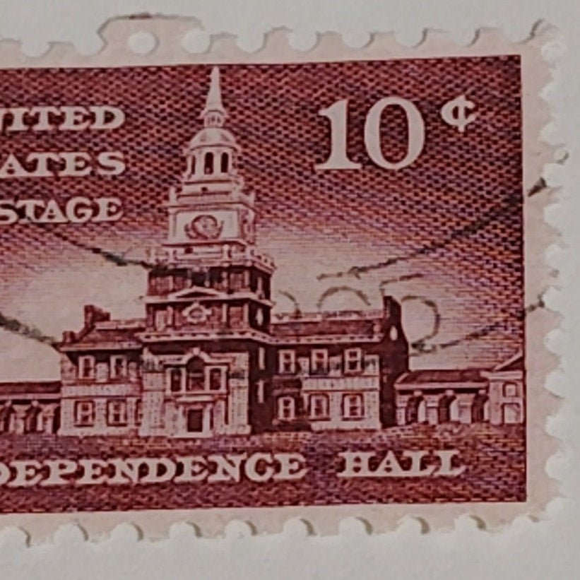1956 10¢ Independence Hall Stamp Liberty Series Scott 1044 Philadelphia Landmark