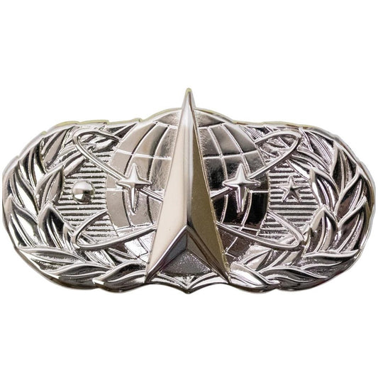 USAF Space and Missile Badge Pin, Mirror Finish, Metal, 1-5/8"W x 7/8"H, NIP