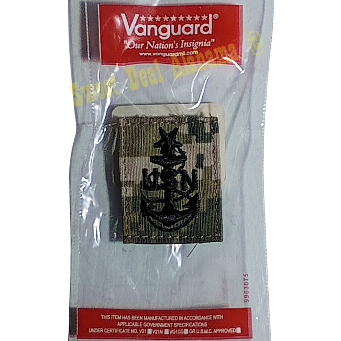 Master Chief Petty Officer 1st Class (E-9) Sew-On Cap Emblem, Woodland Digital