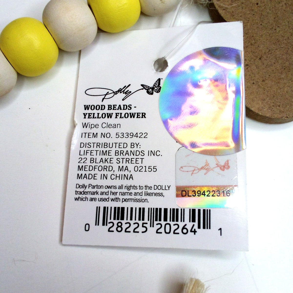 Dolly Parton Yellow Flower Wood Bead Garland - Rustic Home Decor Strand