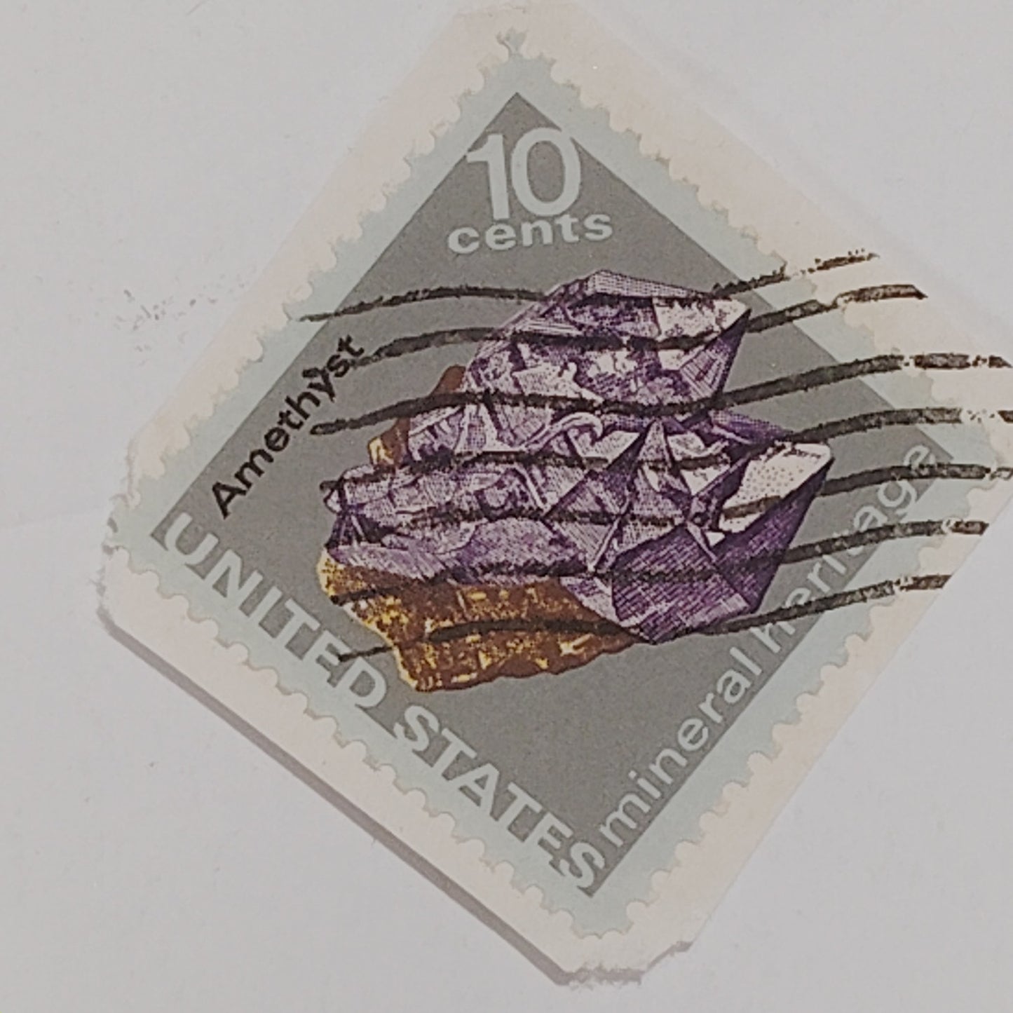 1974 Amethyst Stamp – 10¢ – Used – Mineral Heritage Series – Scott #1540