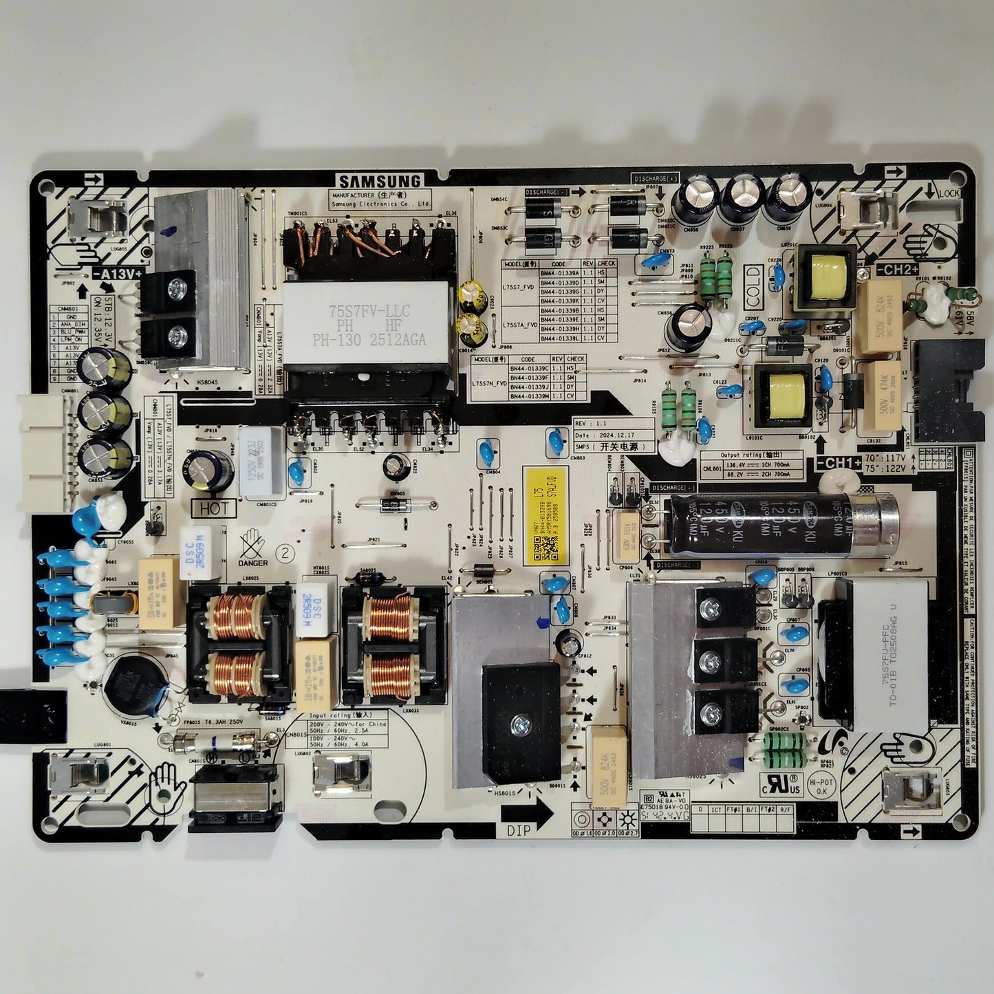 Samsung Main Board + Power Supply OEM Set UN65CU7000FXZA BN94-18548A BN97-21919C