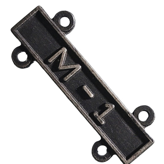 Military Qualification Bar, M-1, 1/2"H x 1"W, Silver Text, Black Background