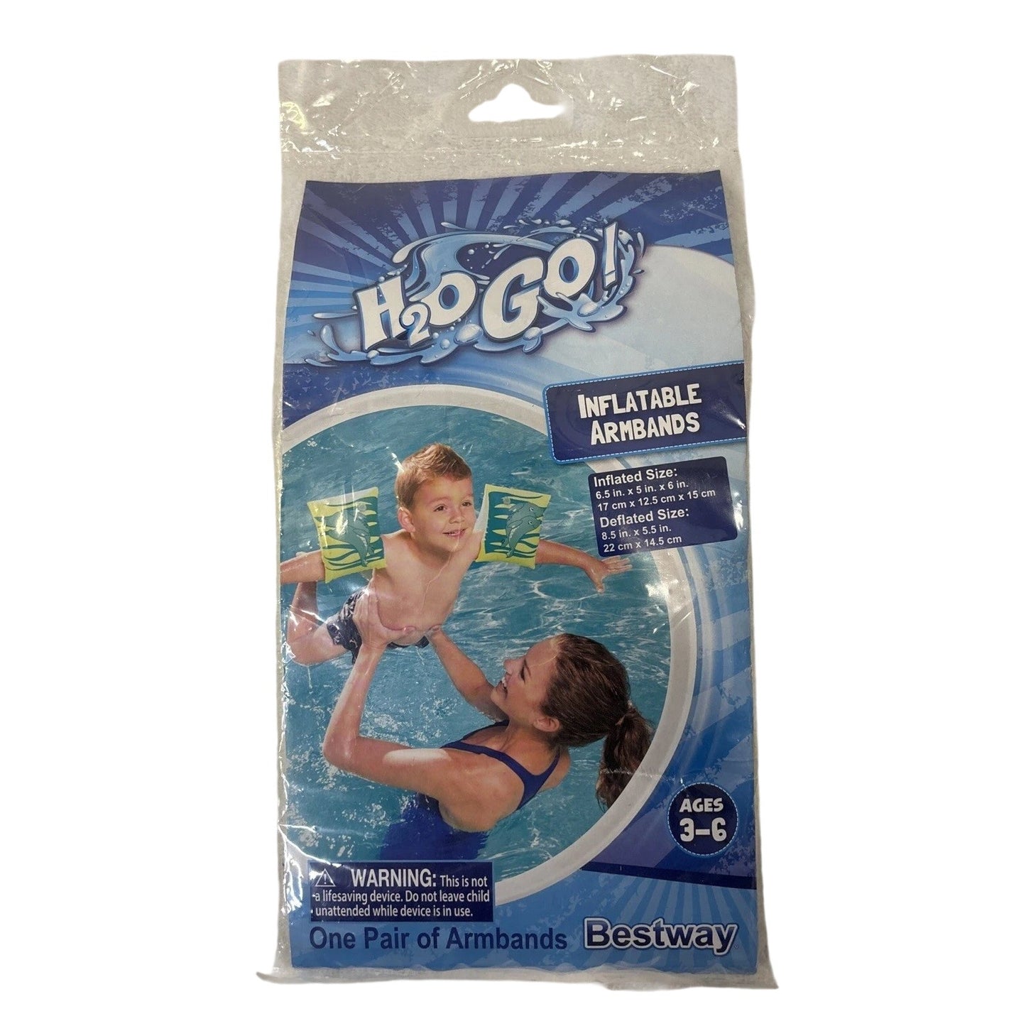 Kids Armbands Floaties, Dolphins, Ages 3-6, 6.5" x 5" x 6" Inflated, H2O Go! Yellow