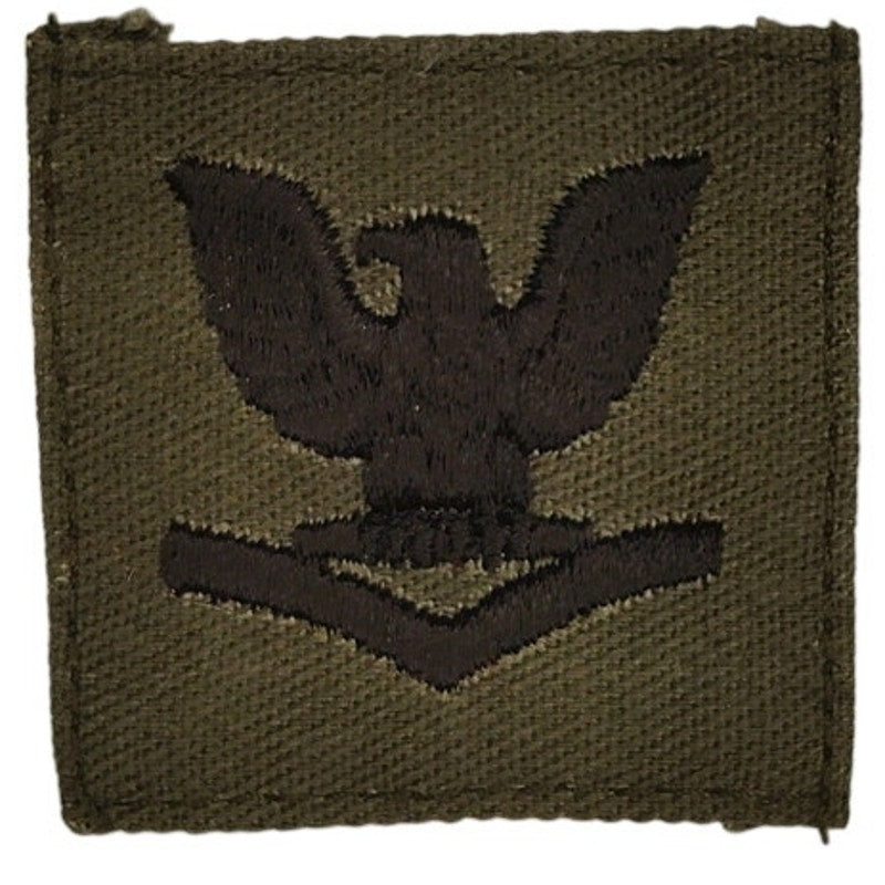 US Navy PO3 E‑4 Subdued Black on OD Rating Device Patch 1‑3/4" TE Sew‑On