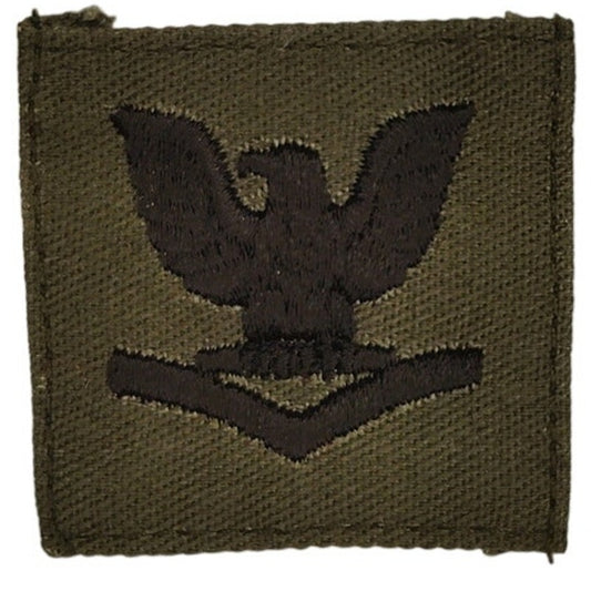 US Navy PO3 E‑4 Subdued Black on OD Rating Device Patch 1‑3/4" TE Sew‑On