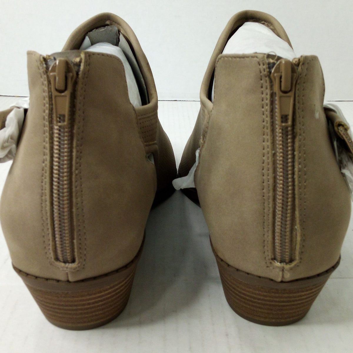 Lane Bryant 10W Taupe Perforated Cutout Ankle Booties Pointed Toe Block Heel
