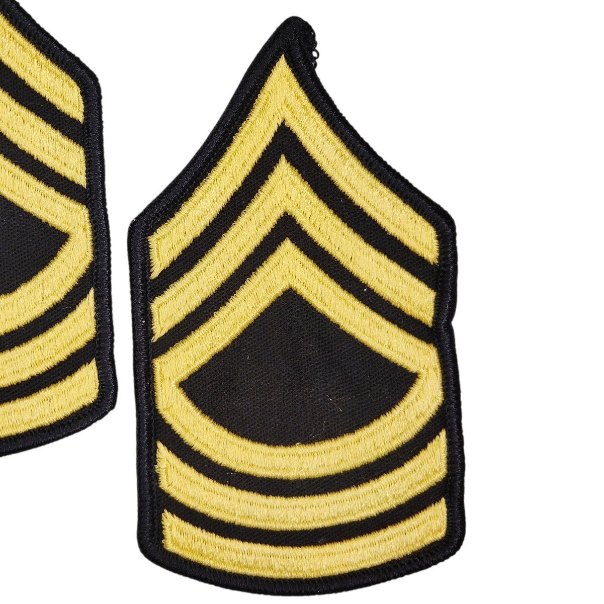 US Army Master Sergeant E‑8 Gold on Blue Chevrons 4‑3/4" Sew‑On Patch Pair