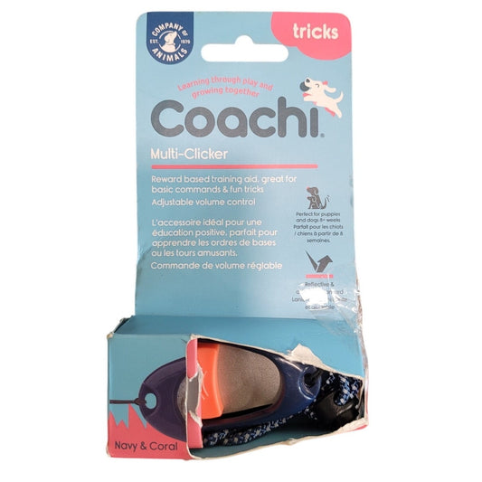 The Company of Animals Coachi Multi-Clicker Navy, Coral Button
