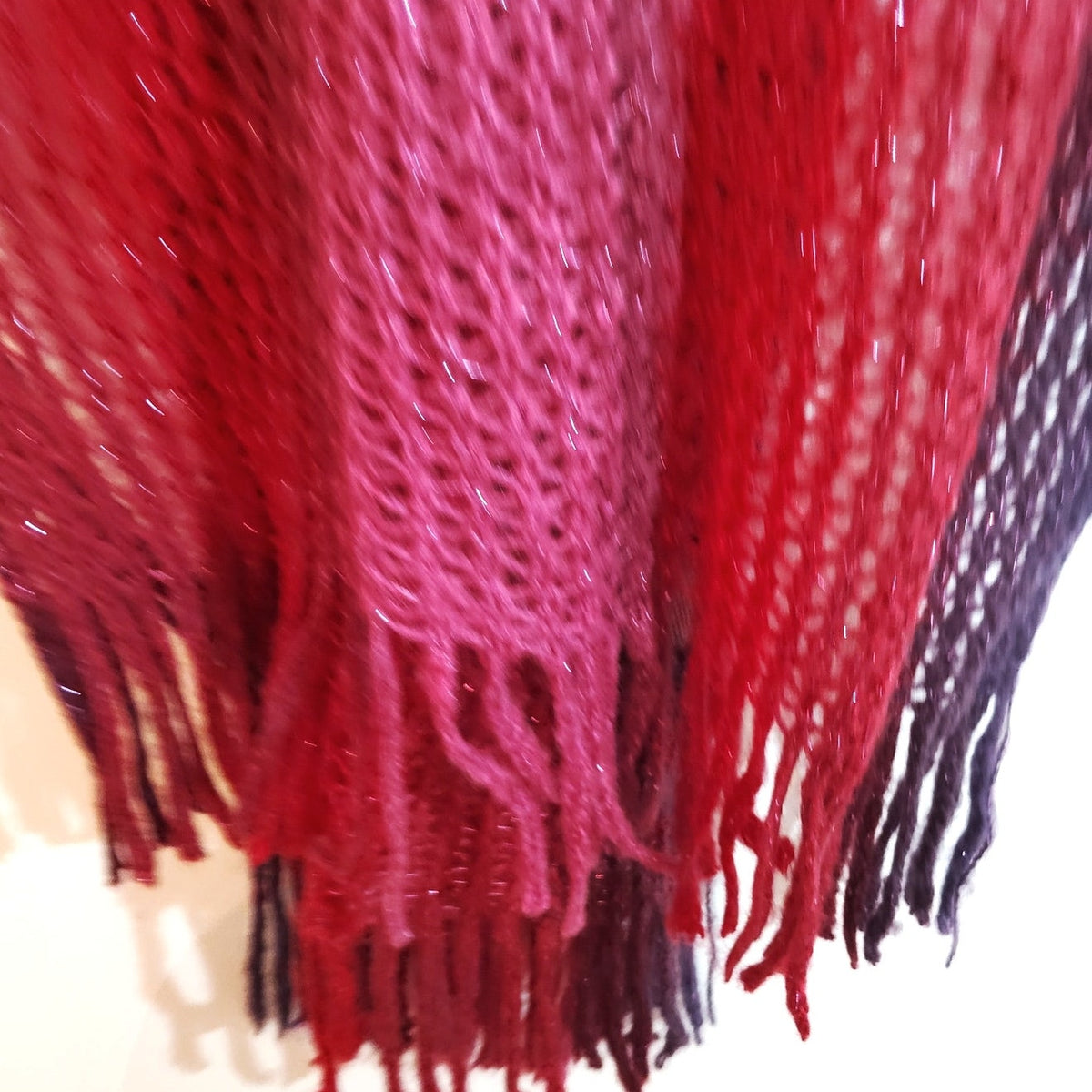 All American Comfort Navy & Red Ombre Knit Scarf Metallic Thread Estate