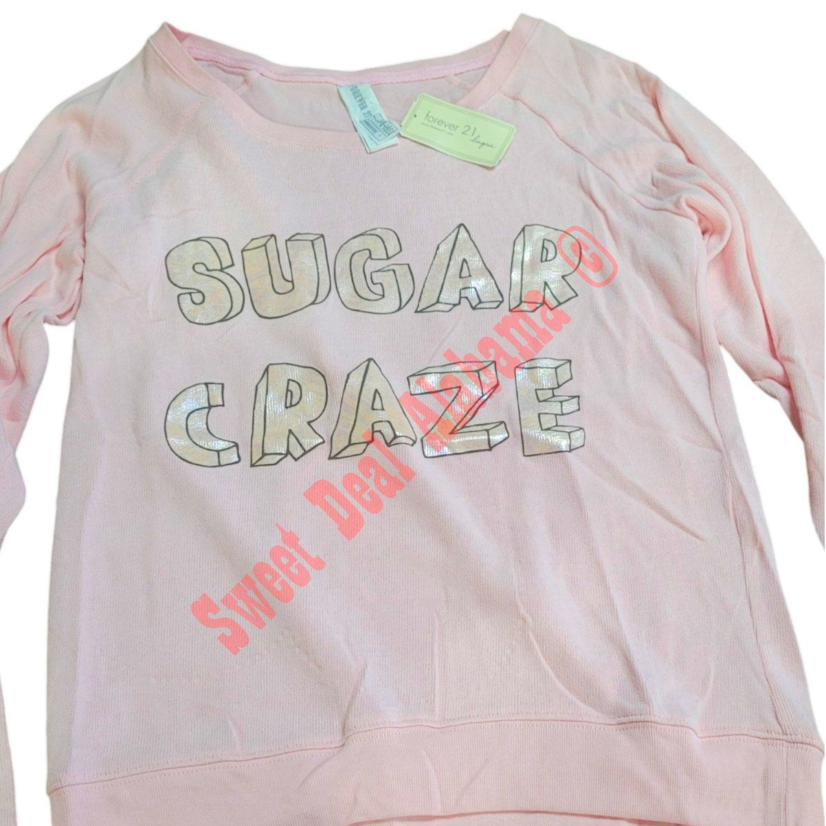 Forever 21 Women's L/S "Sugar Craze" PJ Top, Pink, Small, 30" Bust 23" Length