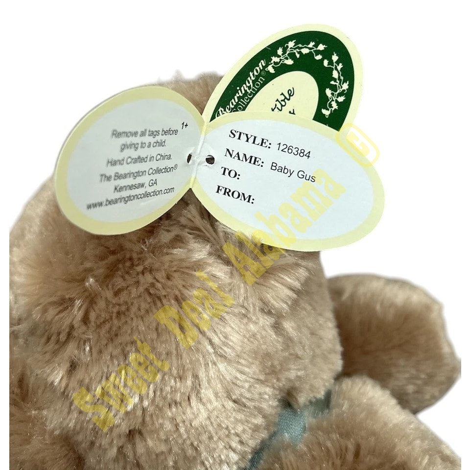 Bearington Baby Collection,  14" "Baby Gus" Stuffed Bear w/ Satin Bow, NIP