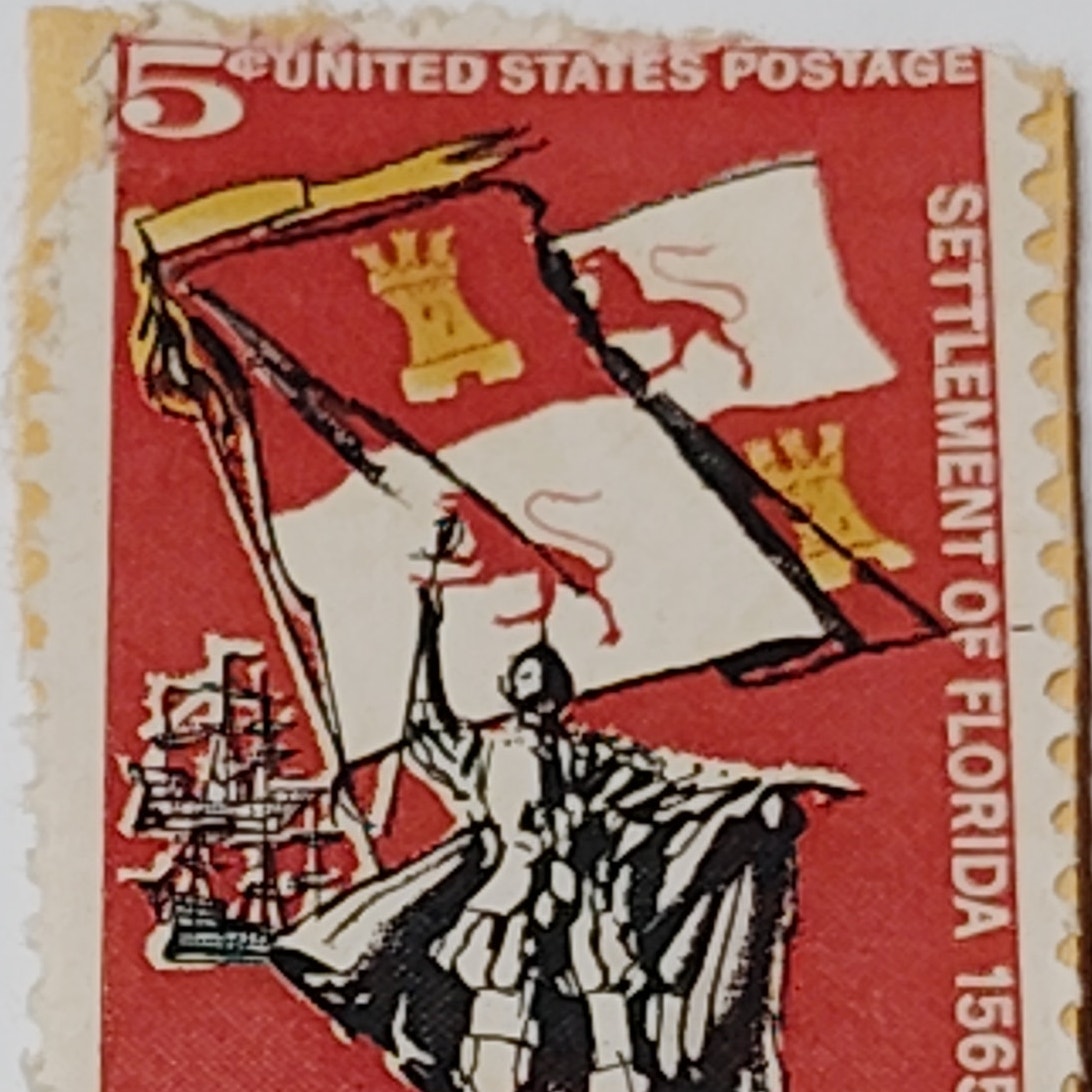 1965 US Postage Stamp Settlement of Florida 5 Cent Scott #1271 Red White