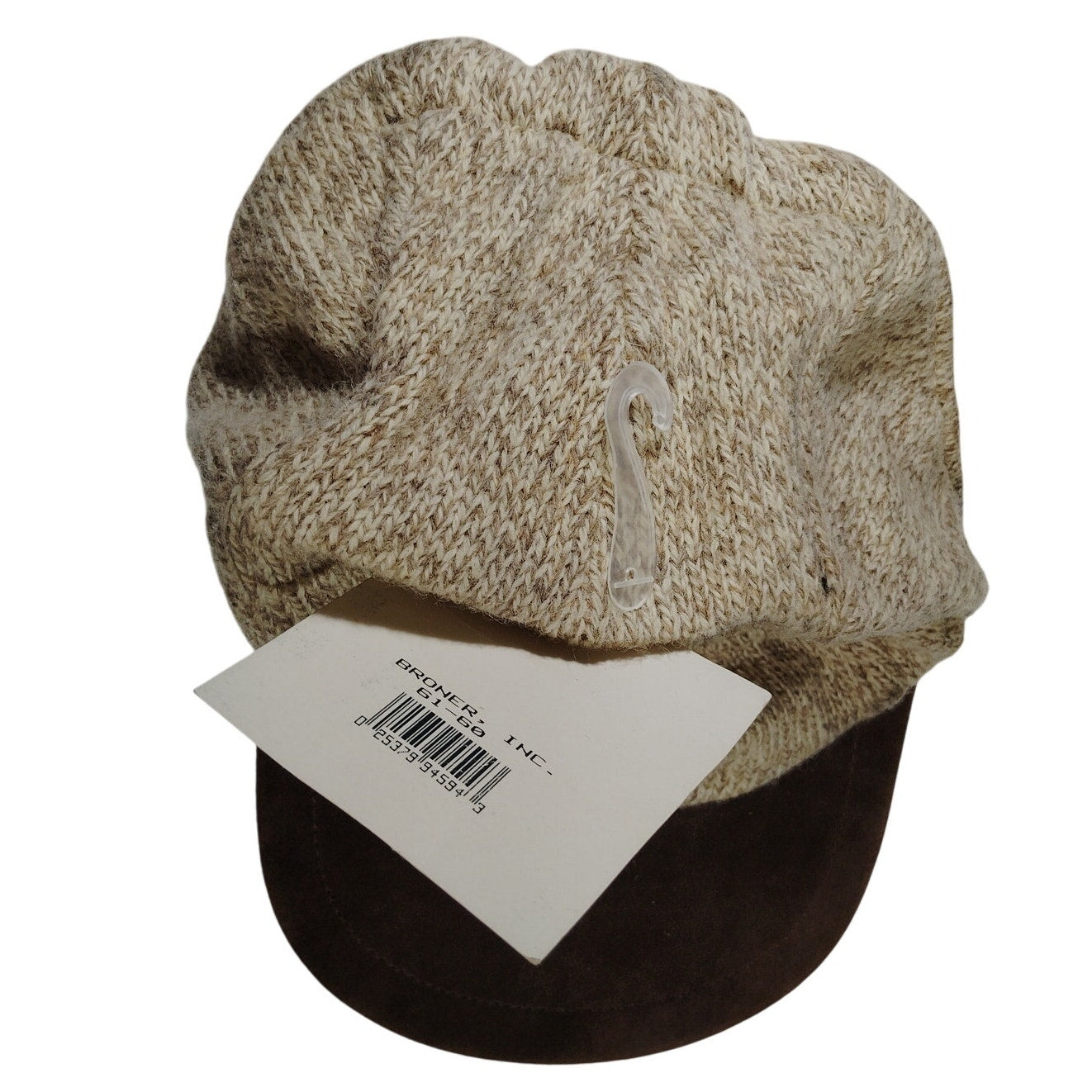 Vintage Broner Newsboy Cap, Tweed Taupe, Faux Suede Bill, OS (Est. 7.5 to 7.75)