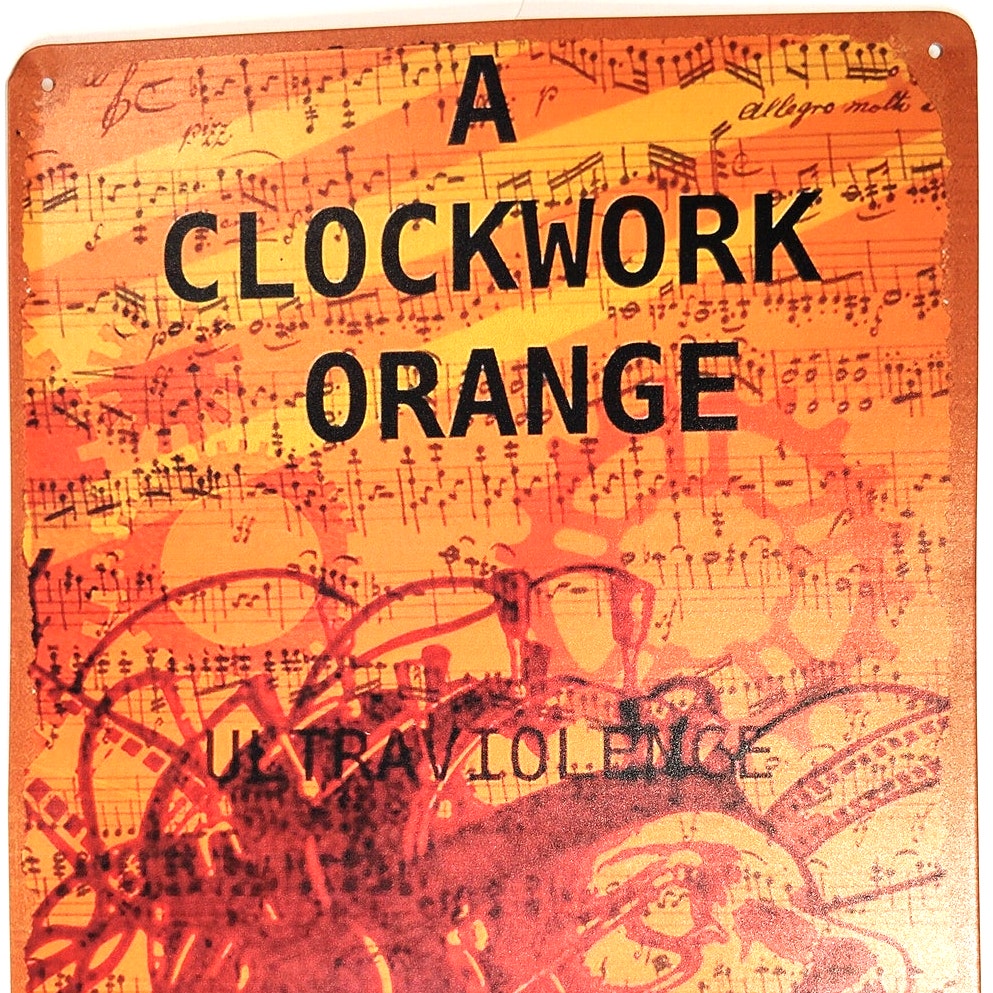 Clockwork Orange Tin Sign 12×8 Kubrick Film Retro Orange Art Metal Wall Decor