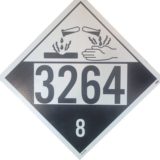 4-Digit International Placard – UN 3264 – Corrosive Liquid, Hazard Class 8