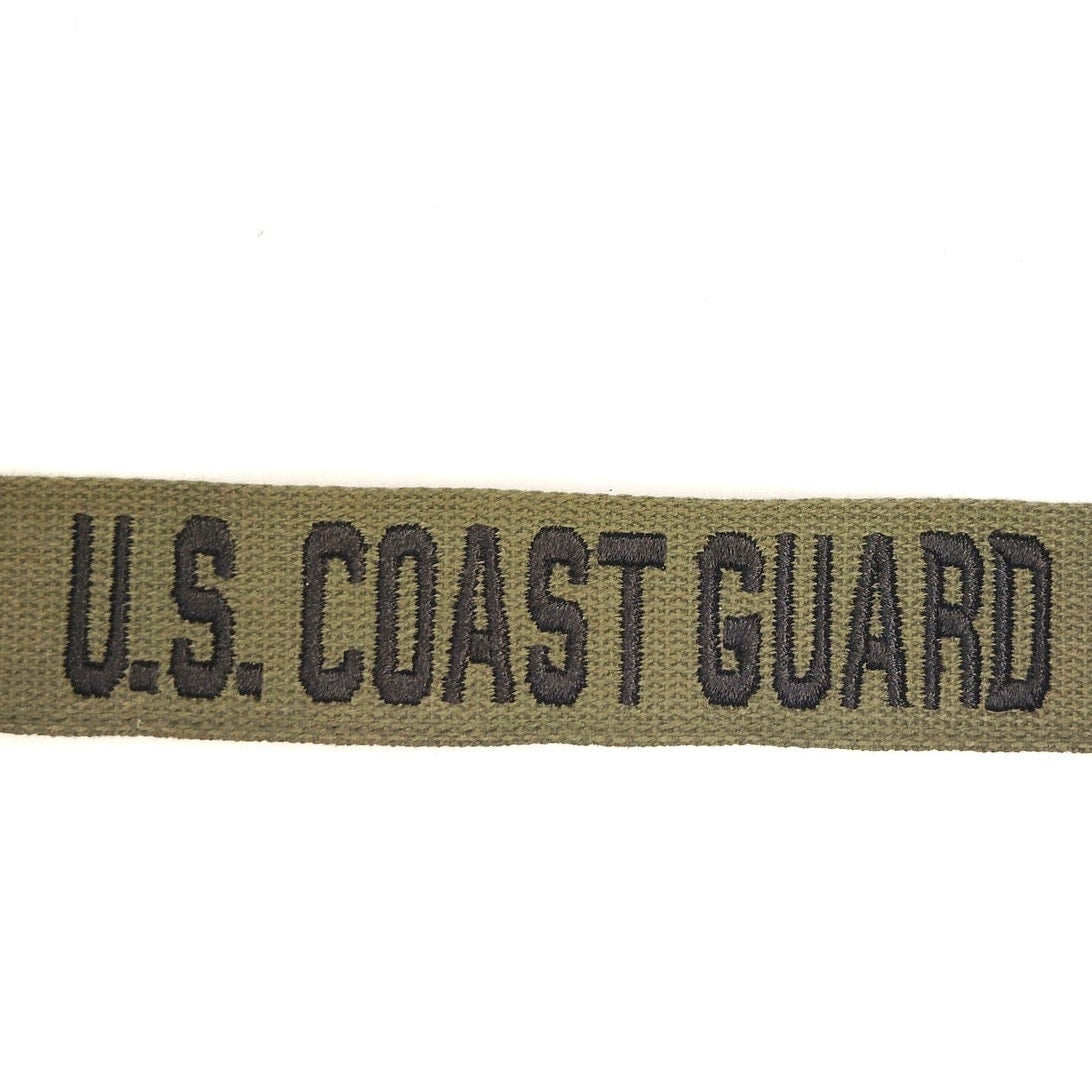 Vintage OD Green Embroidered "U.S. Coast Guard" Uniform Name Tape 7.5" x 1"