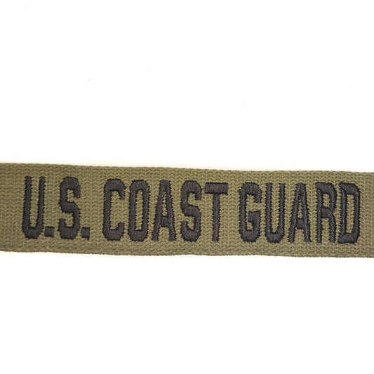 Vintage OD Green Embroidered "U.S. Coast Guard" Uniform Name Tape 7.5" x 1"
