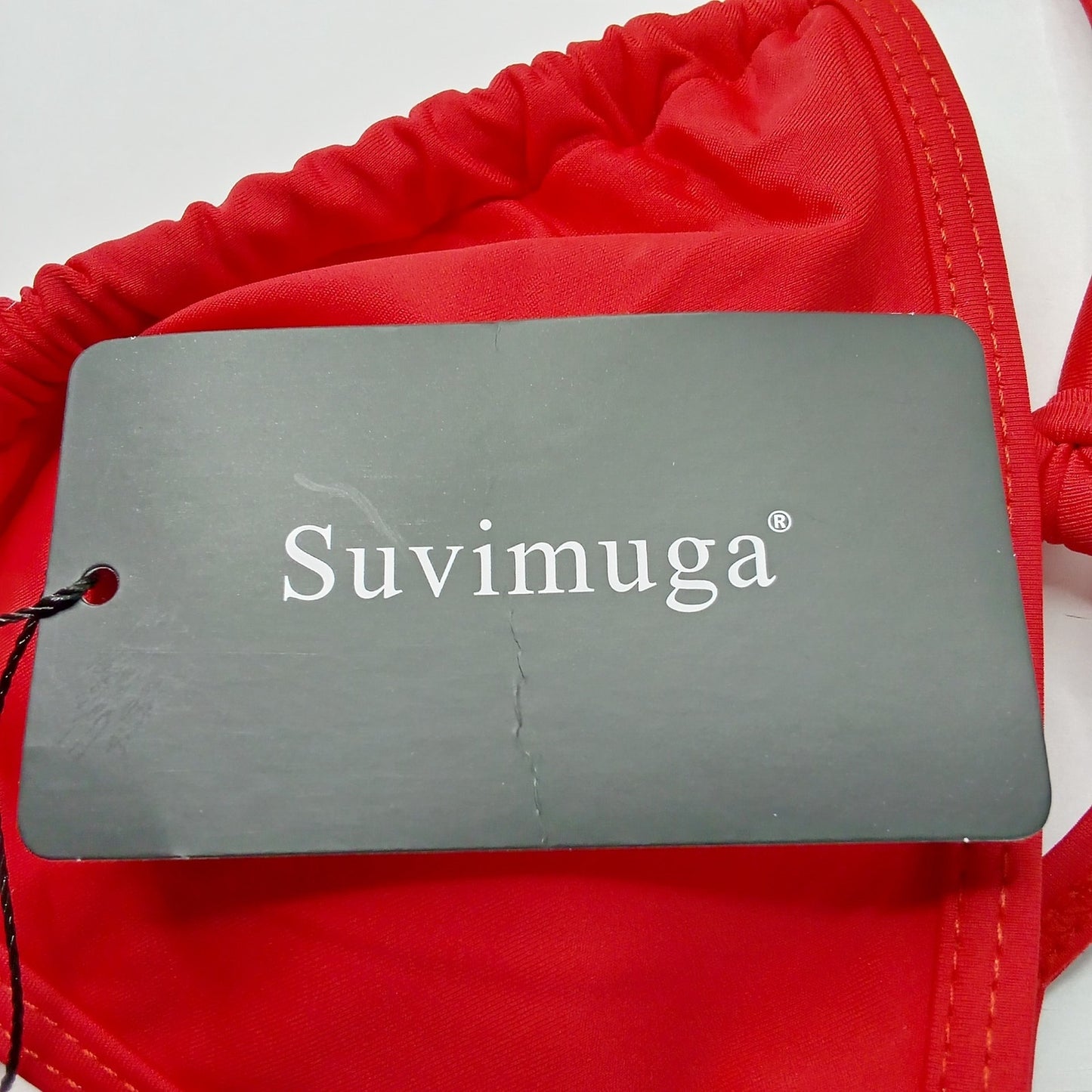 Suvimuga Red Triangle Bikini Top Women’s Medium Halter String Swimwear NWT
