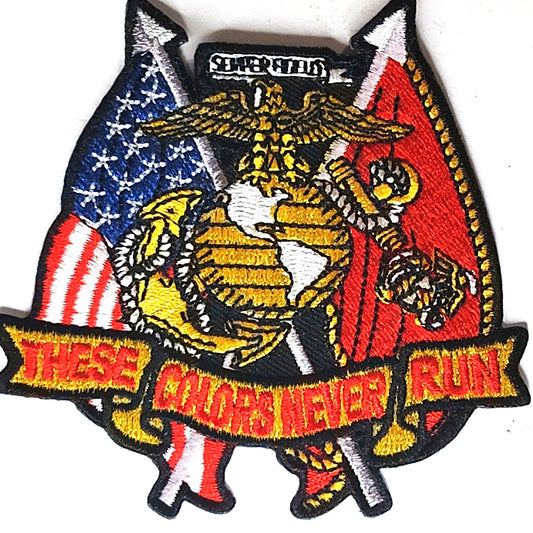 USMC These Colors Never Run Marine Corps Eagle Globe and Anchor Flags Patch 3.5"
