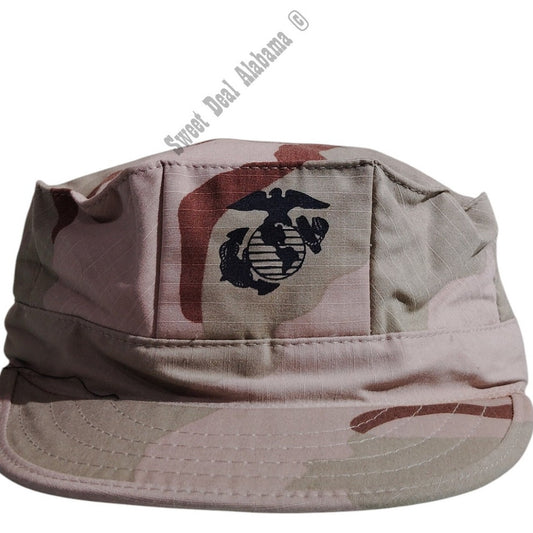 New, Vintage 1999 US Marine Corps Three Color Desert 8-Point Utility Cap, XL