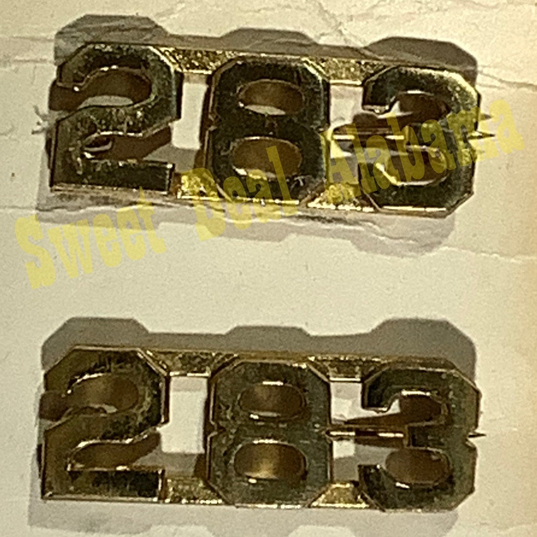 Early/Mid 1900s Brass C-Clasp "283" Collar Devices 3/8"H Hat / Lapel Pins Set
