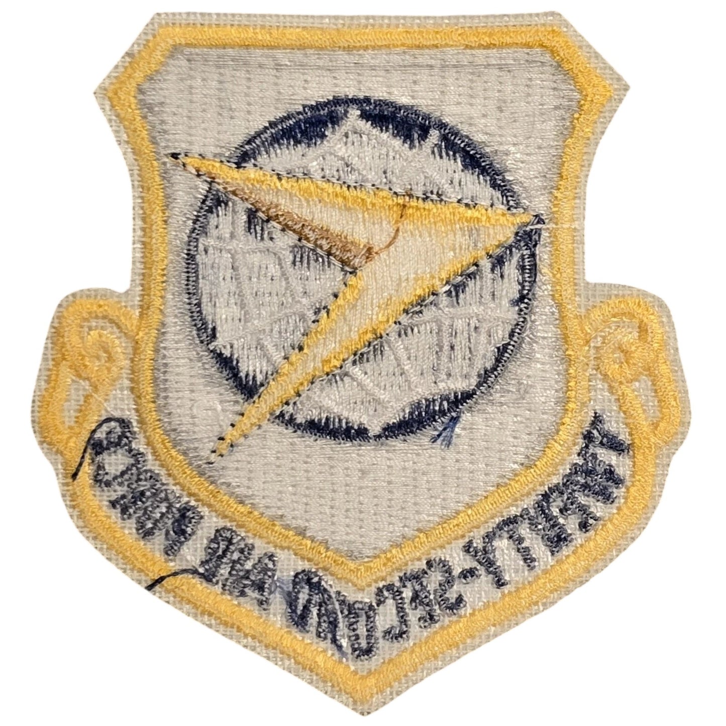 USAF 22nd Air Force Shield Patch Blue Globe Yellow Arrow 3‑1/8" × 3" Sew‑On