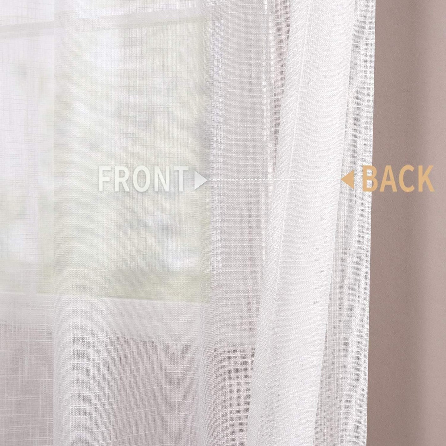 White Weave Sheer Curtains, 2 Panels @ 52"W x 108"L, Rod Pocket or Back Tab