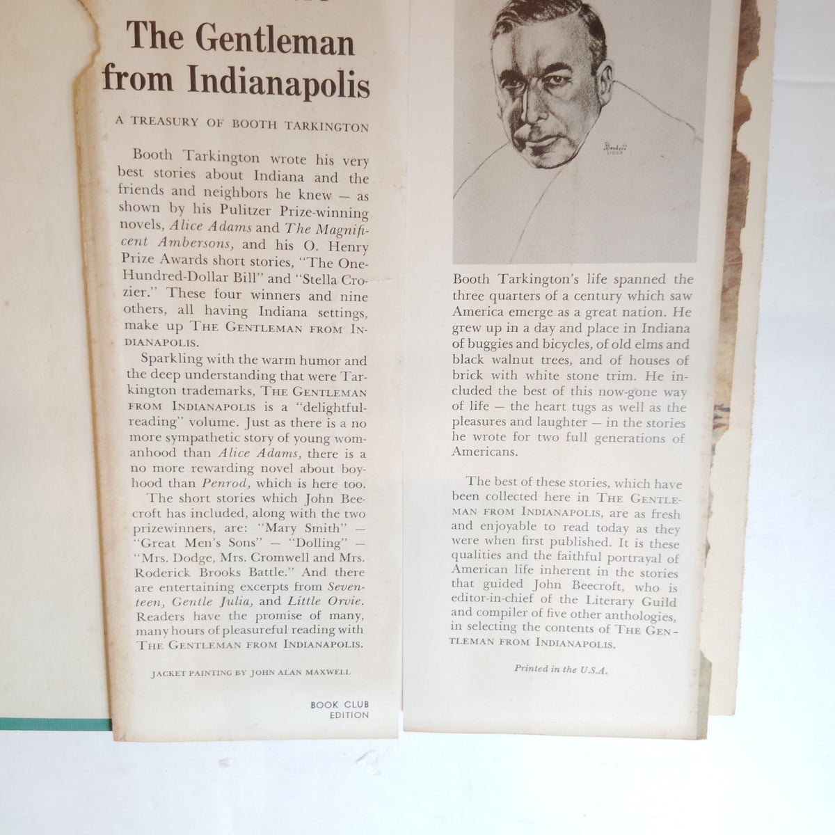 The Gentleman from Indianapolis Booth Tarkington 1957 Book Club Edition