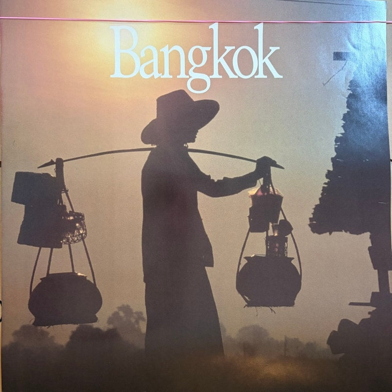 Vintage Delta Air Lines Bangkok Travel Poster 28x22 - Brown & Yellow Airline Art