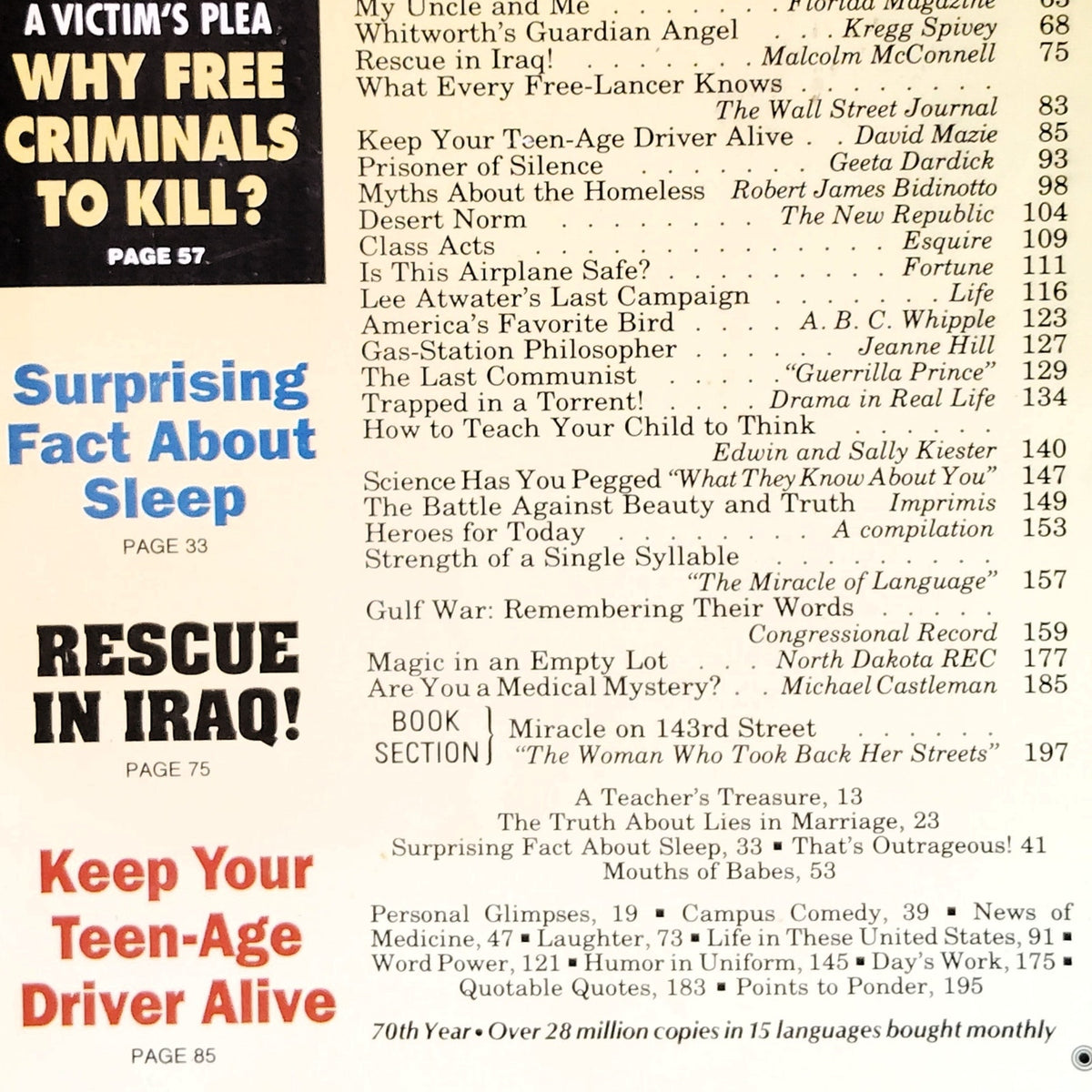 Reader's Digest June 1991 Vintage Magazine - Why Free Criminals to Kill?