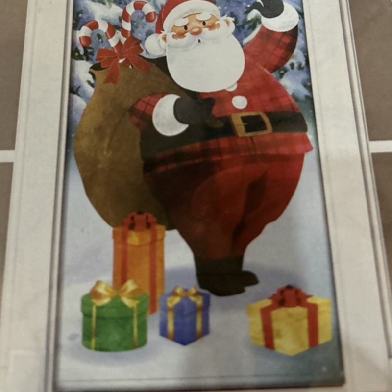 Holiday Style Santa Door Cover 30x72 Outdoor Scene with Gifts, Winter Decor
