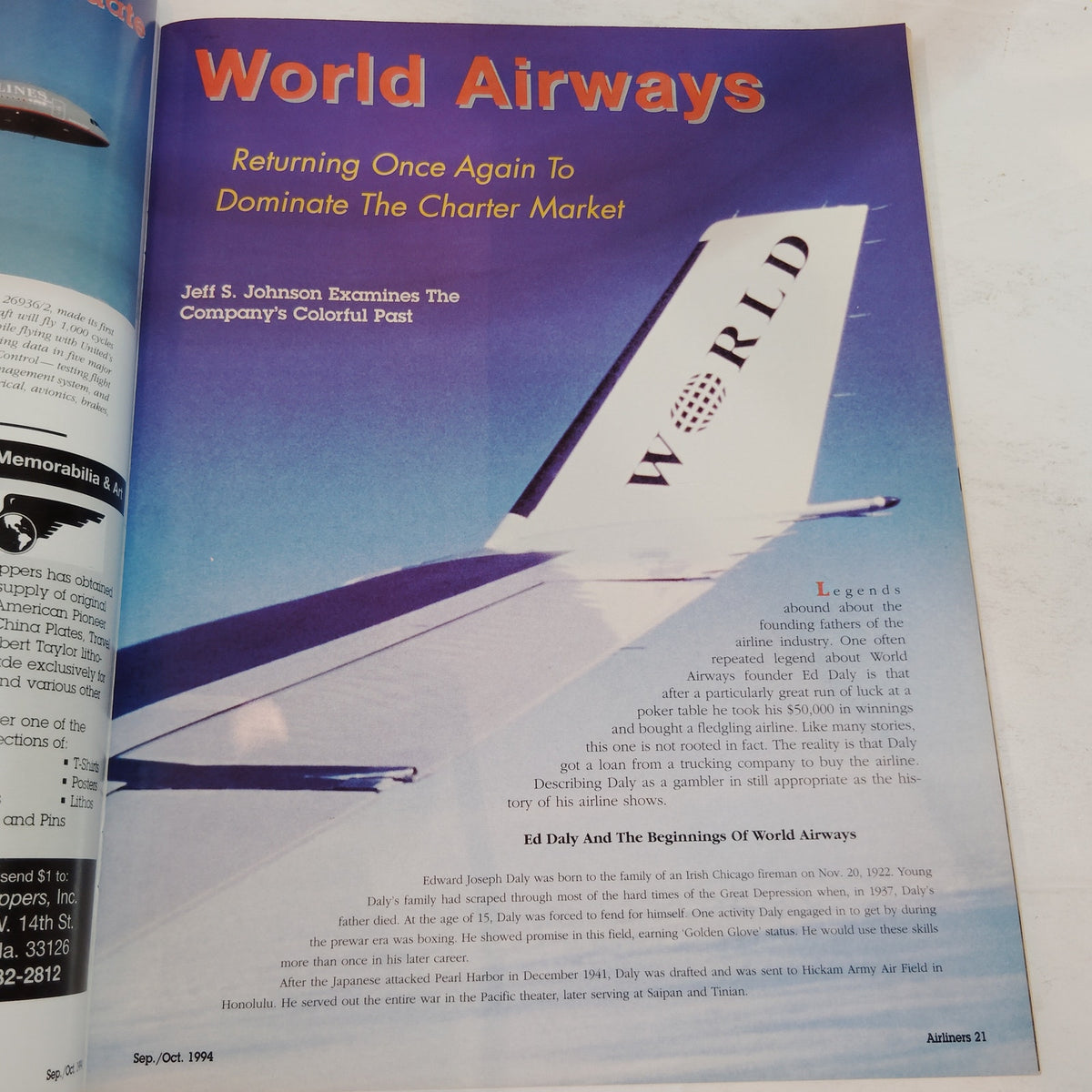 Vintage Airliners Magazine Sep/Oct 1994 - World Airways, Lufthansa, Boeing