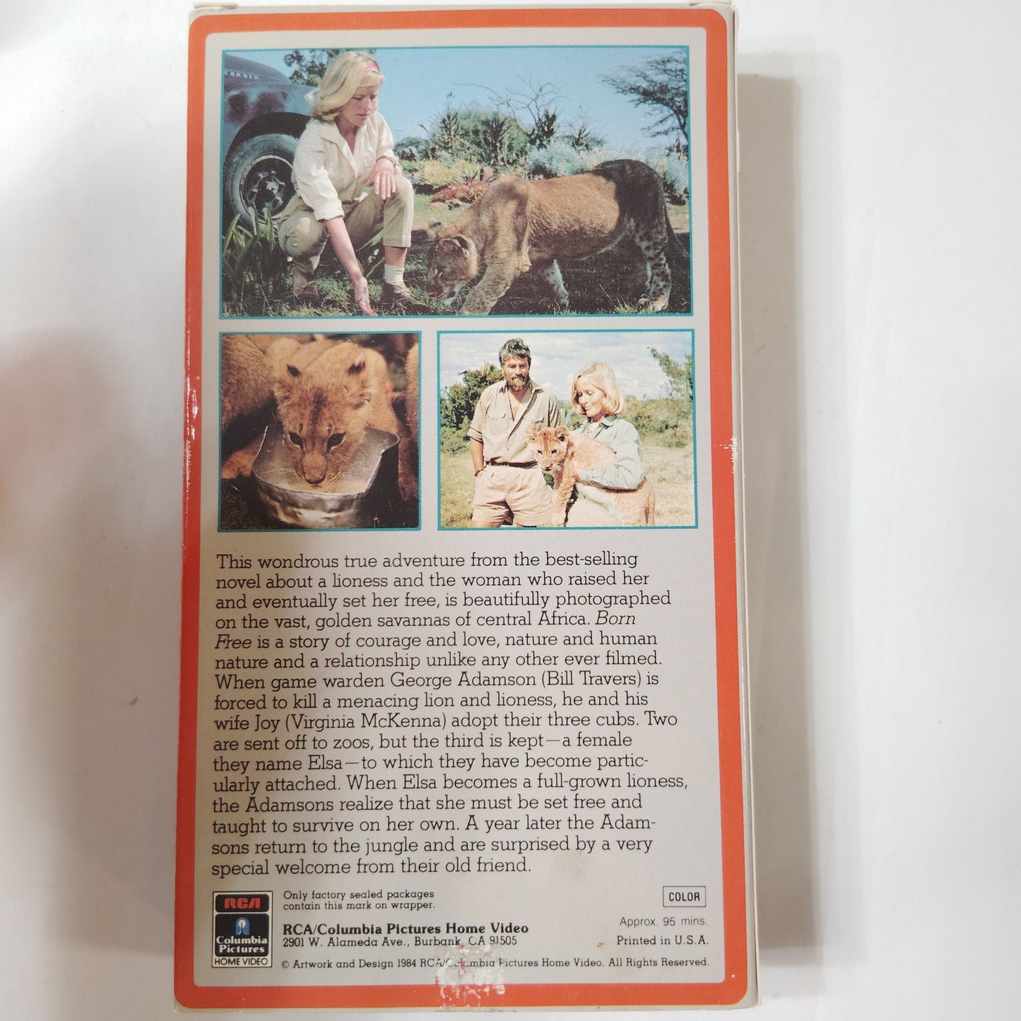 Born Free VHS 1983 RCA Columbia Pictures Wildlife Drama, True Story
