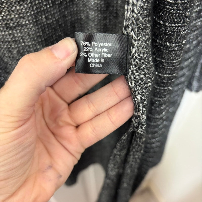Lane Bryant +Size 14/16 Black Silver Open Front Cardigan Sweater Metallic Knit