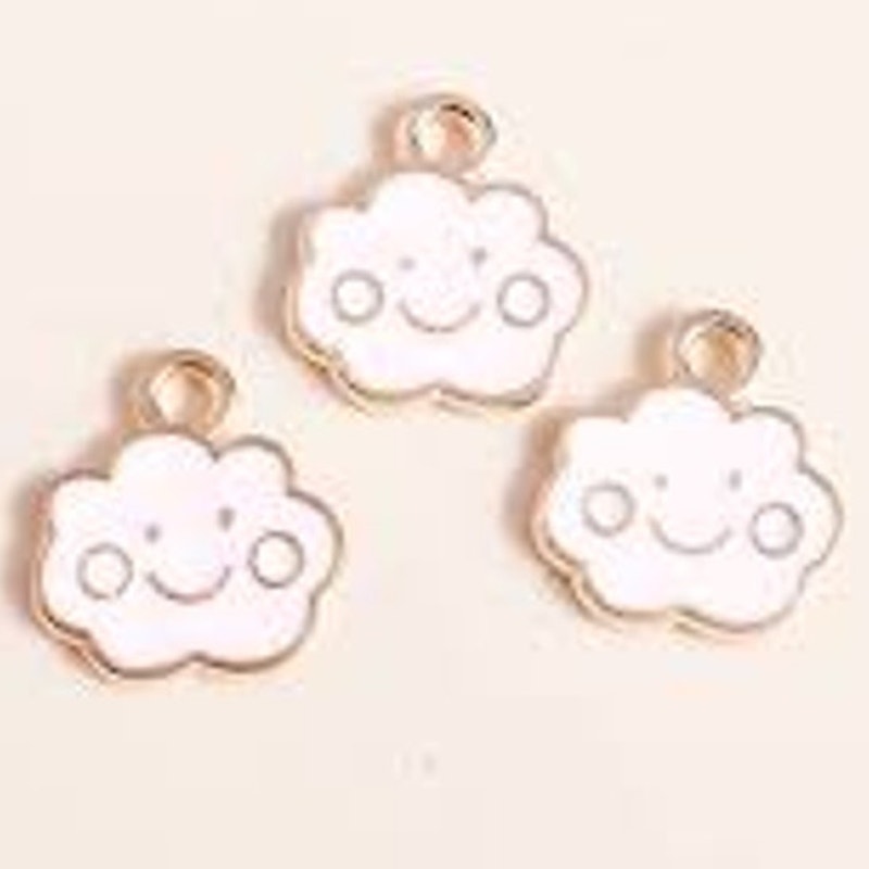 3‑Pack Cloud Charms Enamel Smile Pendant 3/8" Jewelry Making DIY Findings