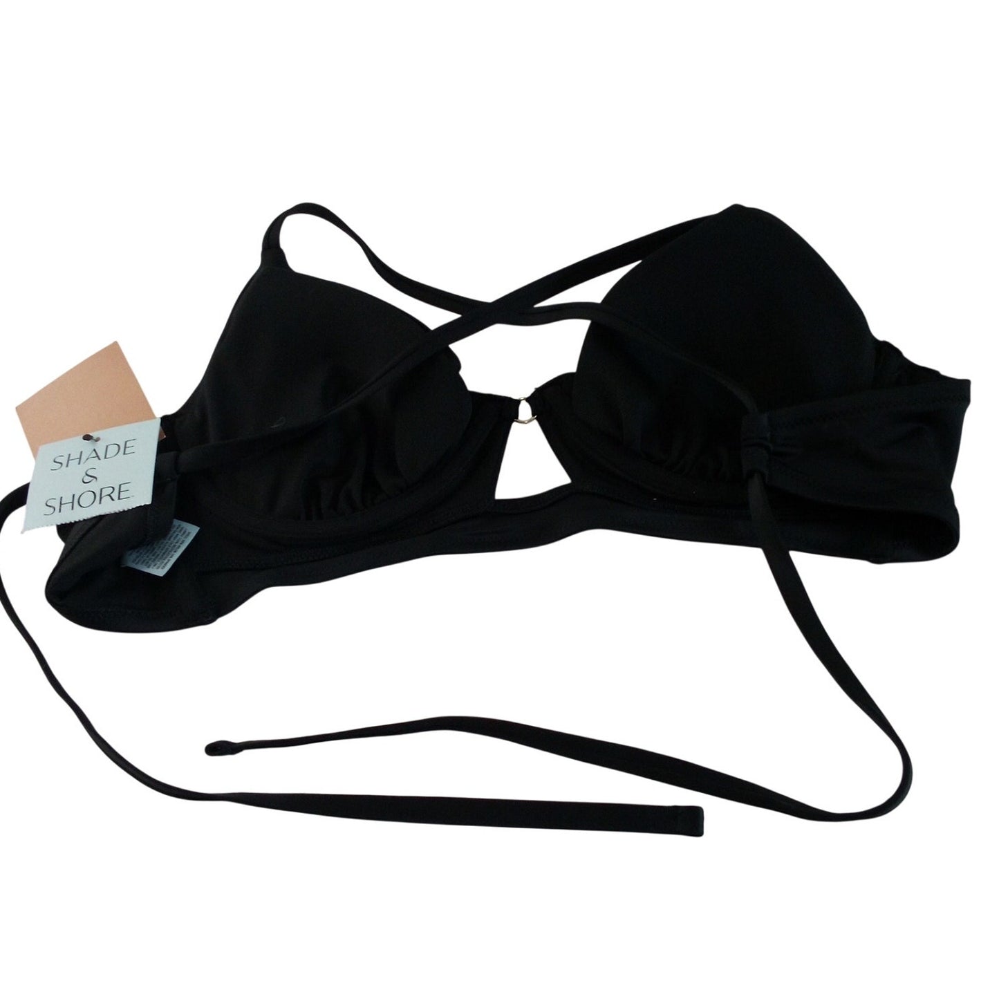 Women’s Longline Ring Detail Underwire Bikini Top – Shade & Shore Black 34C