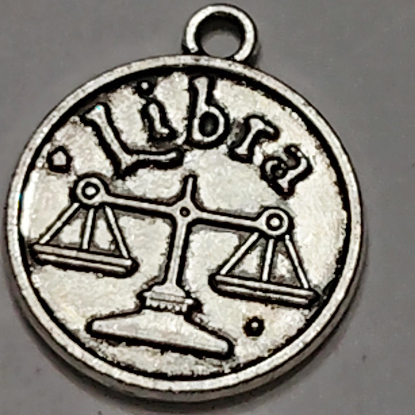 Libra Zodiac Charm Engraved Scale Symbol 5/8" Silver‑Tone Pendant
