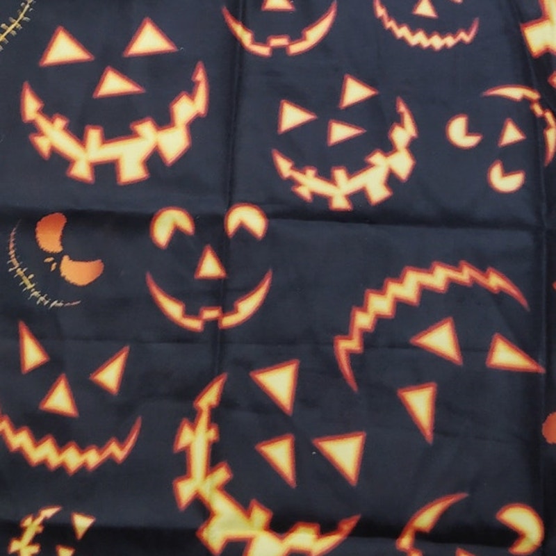 36" Halloween Tree Skirt – Pumpkin Smile Face – Black Fall Holiday Party Décor