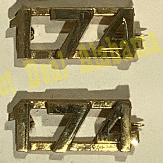 Early/Mid 1900s Brass C-Clasp "174" Collar Device 3/8"H Hat / Lapel Pins Set