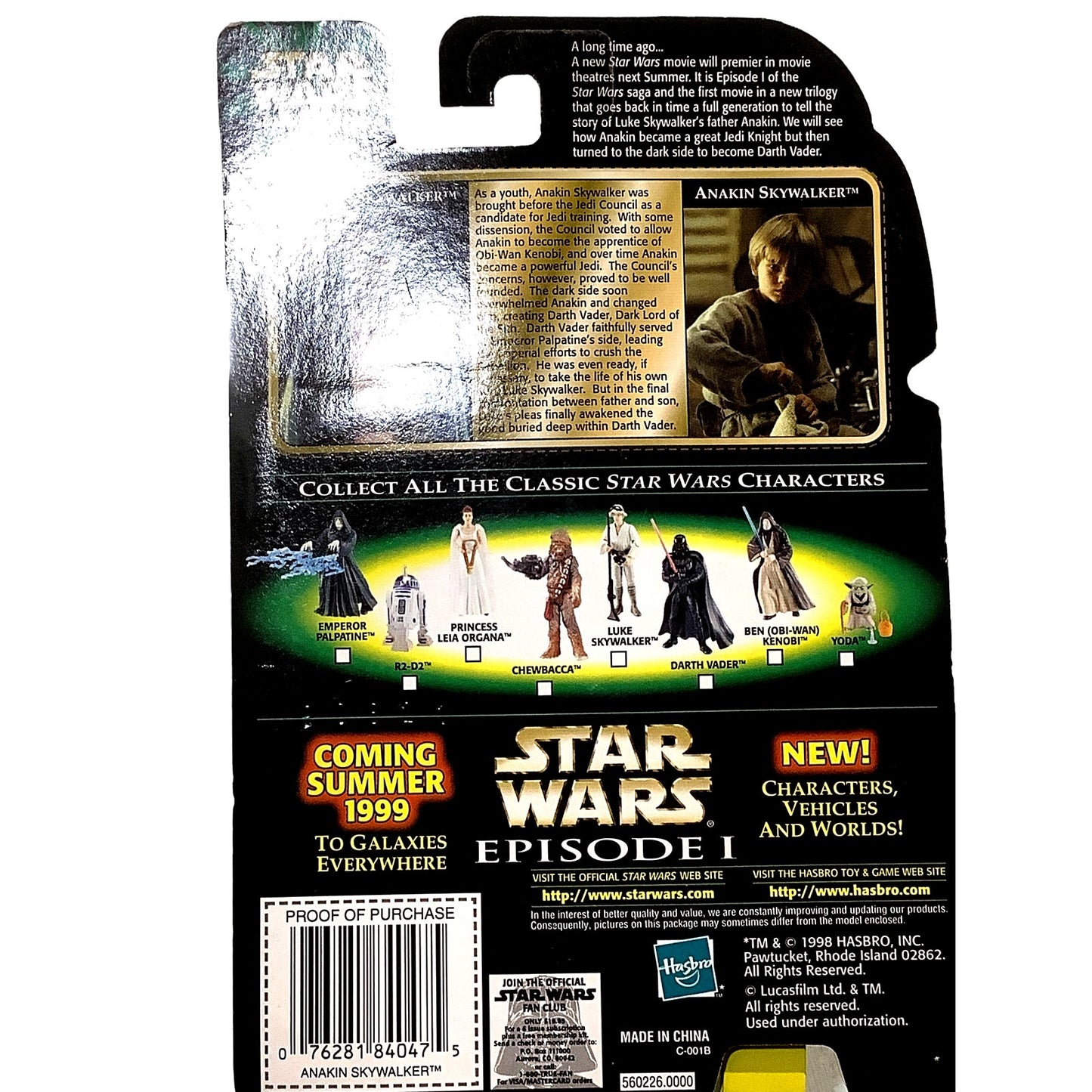 VTG 1998 Power of the Force Flashback Photo - Anakin Skywalker W/Lightsaber