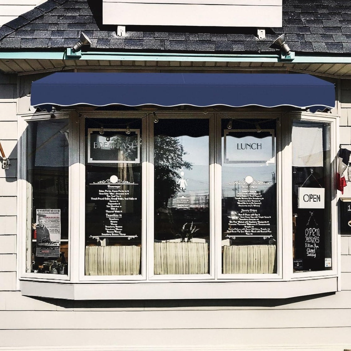 Awntech San Francisco Fixed Awning 7.38 ft Navy Blue Acrylic Fabric 88.5x 24x 36