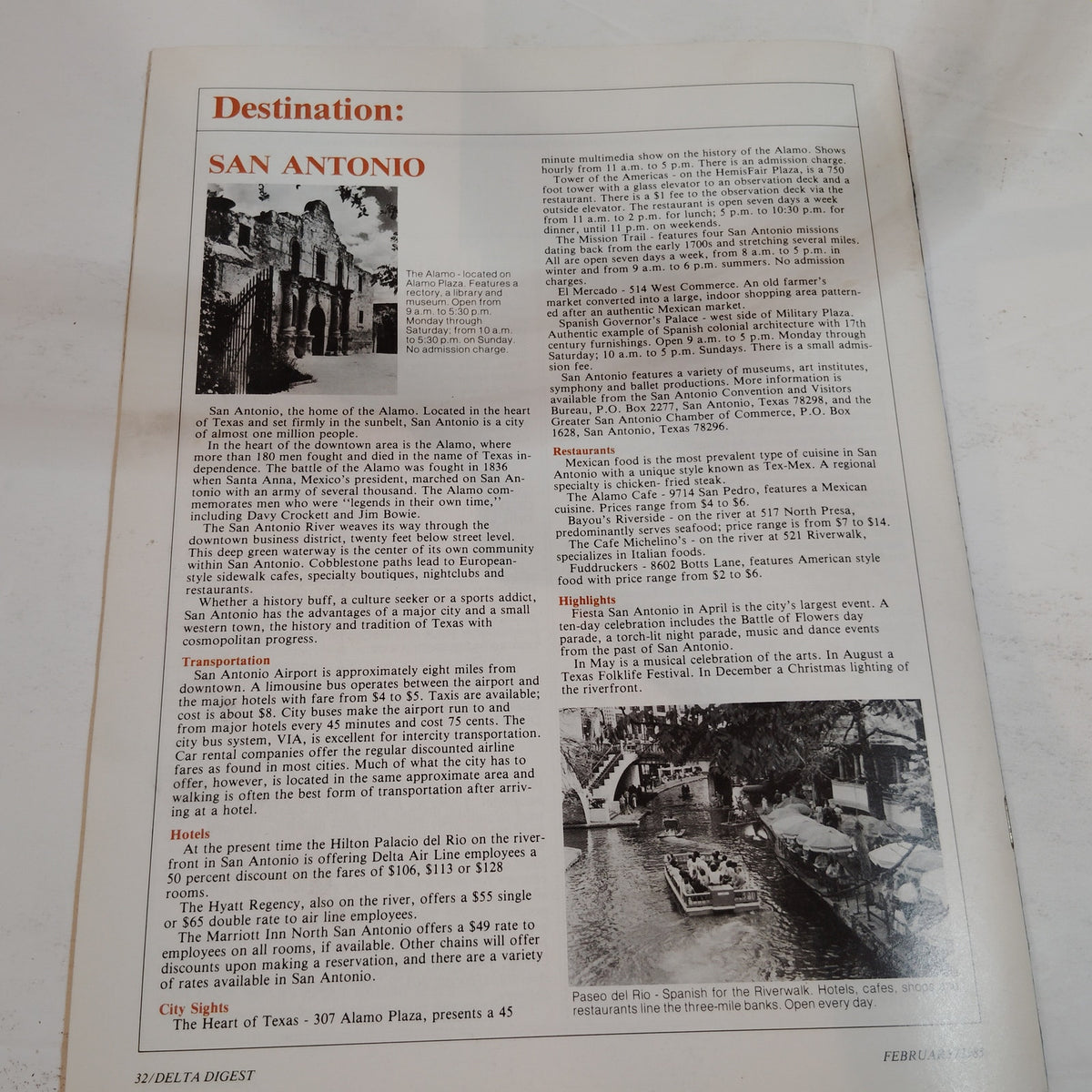 Delta Digest Magazine - February 1985 - Vintage Airline Collectible