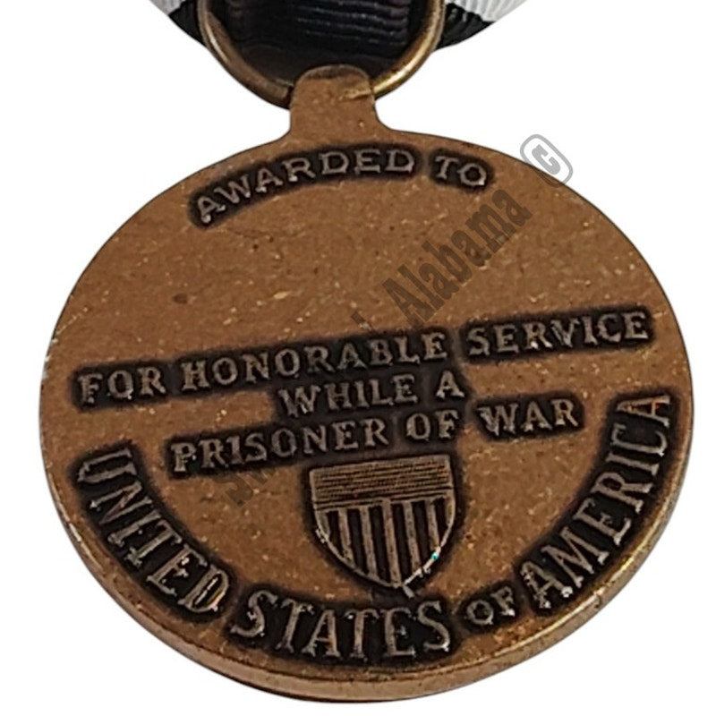 P.O.W. Service Medal w/ Pinback, 1-1/4"D Medal x 2-3/4"H Overall