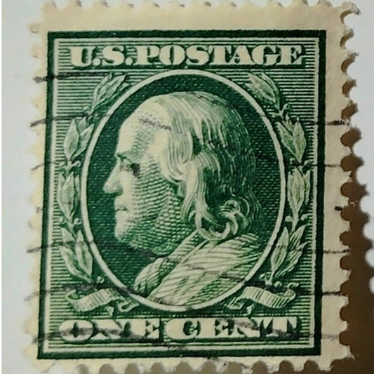 1908-09 US 1c Green Benjamin Franklin Stamp Scott #331/#374 Used Canceled