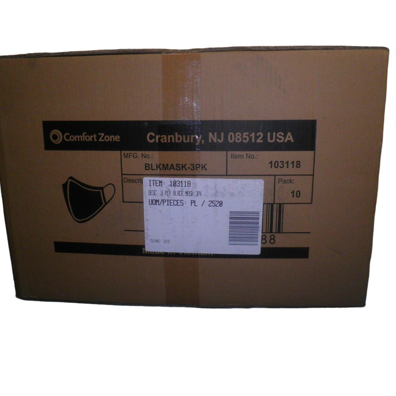 540 Ct. Case- Reusable Fabric Mask, 180-PKS of 3, 3-Layer, Black, 100% Polyester [Local Pickup Clearance $25 Per Case of 540 Mask in Cropwell, AL 35054}