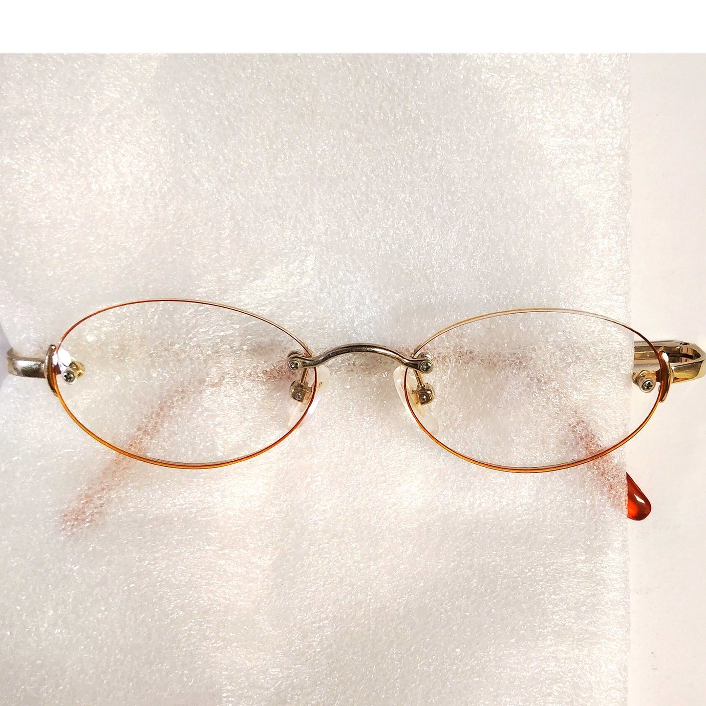VTG Foster Grant Rimless Reading Glasses +3.00 HO0405 Oval Gold‑Tone Frame
