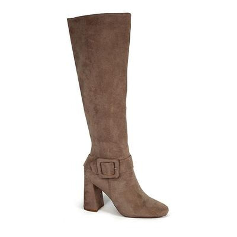 Yoki Jacklyn-14 Dress Boots – Beige, Women’s 10M, Knee-High Block Heel, Side Zip