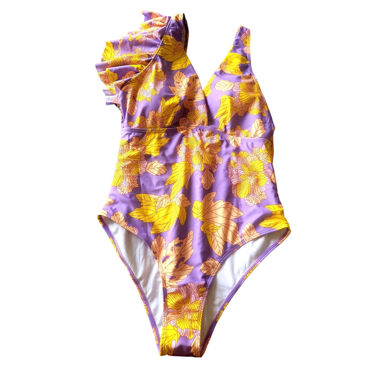 IDOPIP Women's One Piece Swimsuit, Retro Vtg Floral Print Bikini, XL, Monokini