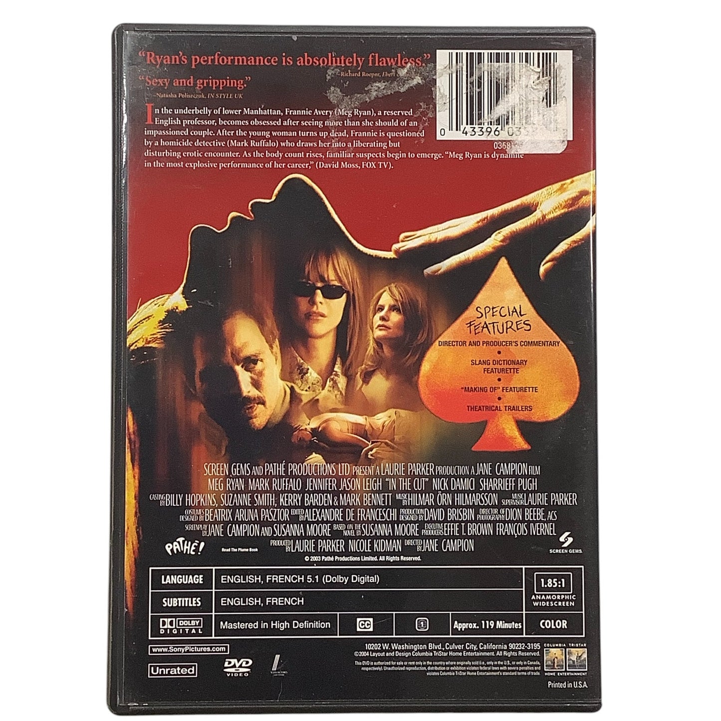 In the Cut (Unrated Director's Cut, 2004, DVD) Sensual Crime Thriller, Meg Ryan